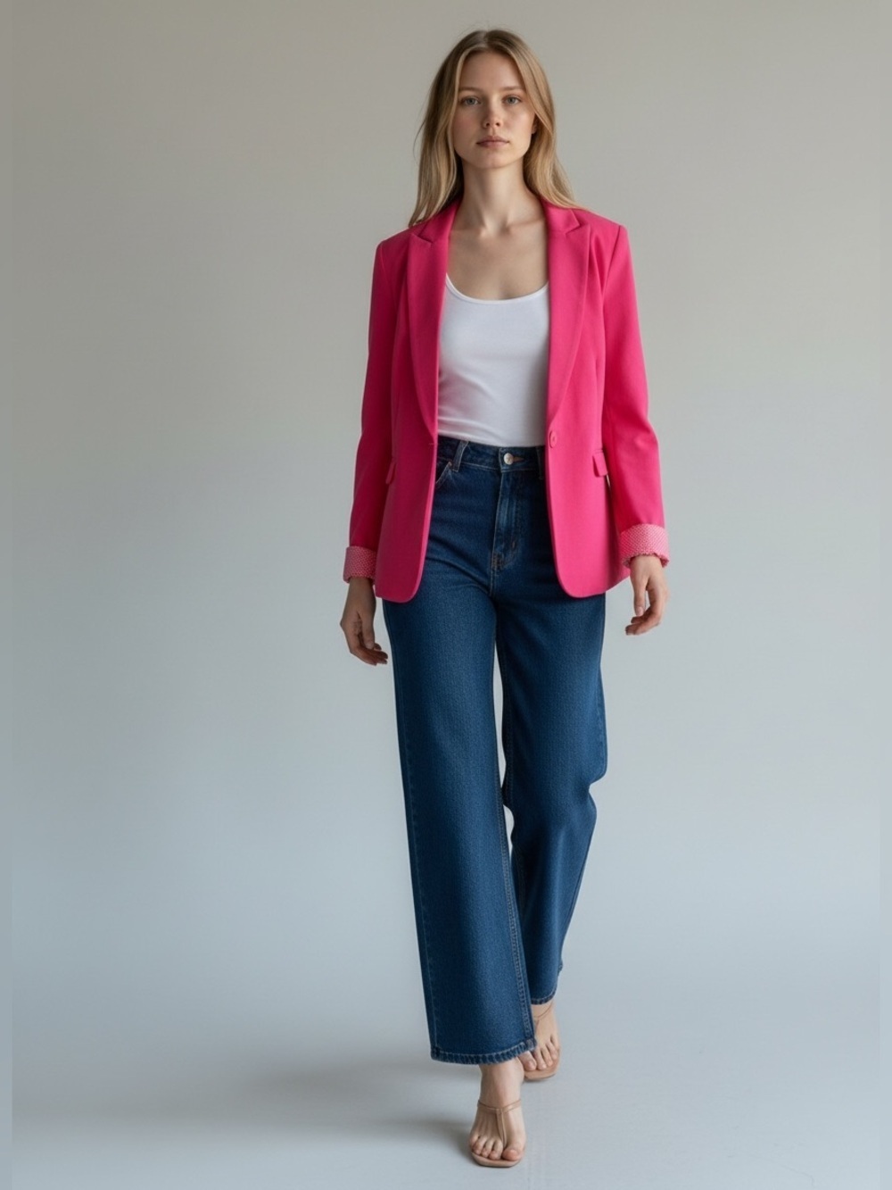 Ricki’s Bright Pink Blazer Single Breasted Ponte Knit Size XS